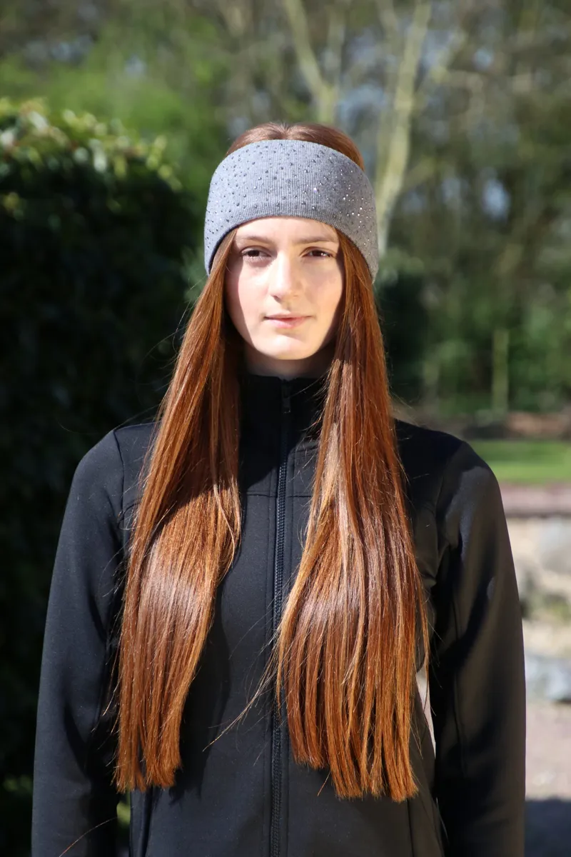Hy Equestrian Alaska Diamante Headband - Grey/Black-1